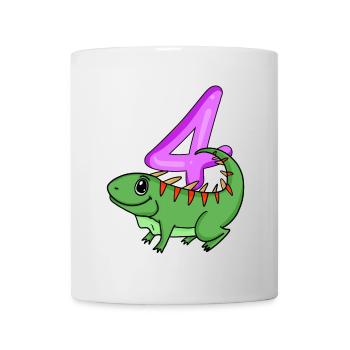 4. Geburtstag Motiv Iguana - vier Jahre alt - Tasse - Weiß - Vorne