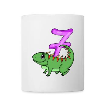 7. Geburtstag Motiv Iguana - sieben Jahre alt - Tasse - Weiß - Vorne