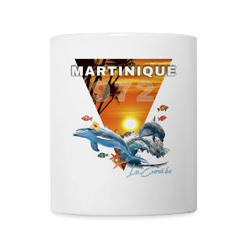Martinique 972 Sonnenuntergang Delfin Kokospalmen - Tasse - Weiß - Vorne
