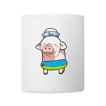 Matrose Seemann Ferkel Schwein Kapitän Ahoi Sau - Tasse - Weiß - Vorne