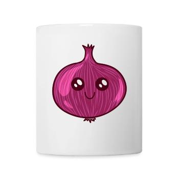 Oignon rouge légumes épices kawai cuisine visage - Mug blanc - blanc - Devant