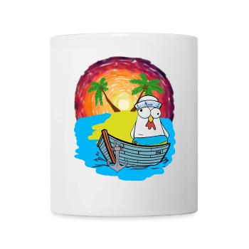 Hühner Matrosen Boot Strand Schwimmring Ahoi - Tasse - Weiß - Vorne