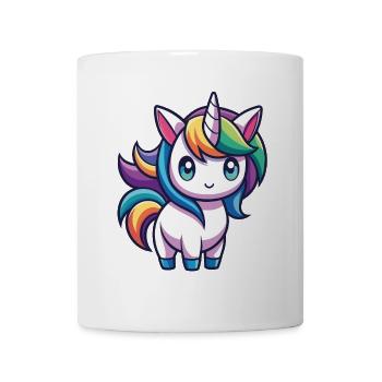 Licorne arc-en-ciel mignonne – Style Kawaii - Mug blanc - blanc - Devant