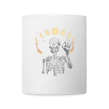 Mond Geist Skelett Geisterstunde Halloween Spuk - Tasse - Weiß - Vorne