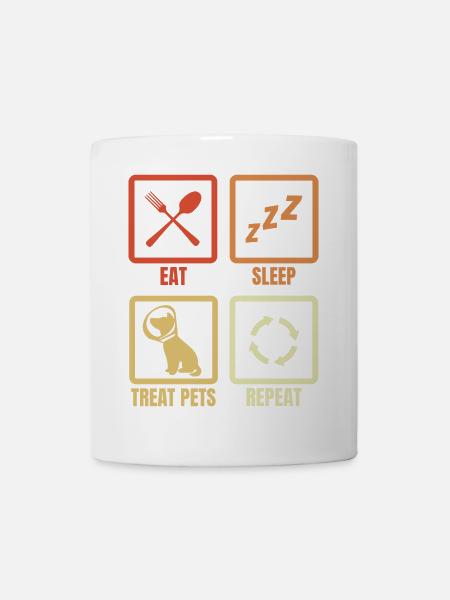 Essen Schlafen Tiere behandeln - Tasse - Weiß