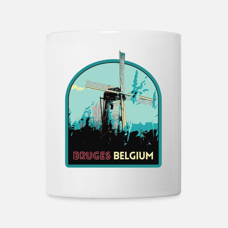 Illustration Windmühle bei Brügge - Tasse - Weiß