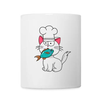 Katze Fisch Koch Kochkunst Hobbykoch Katzen Fische - Tasse - Weiß - Vorne