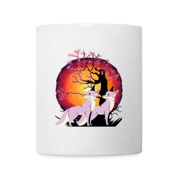 Fuchs Wildtier Wildnis Natur Blume Füchse Fantasy - Tasse - Weiß - Vorne
