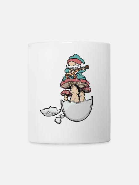 Eggshell Dwarf Gnome Gnome Fantasy Egg Mushrooms - Mug - white