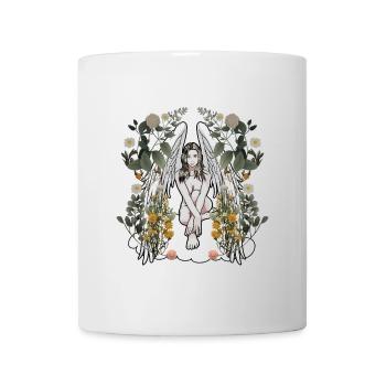 Angel Nature Flowers Flora Botany Spring Retro - Mug - white - Front