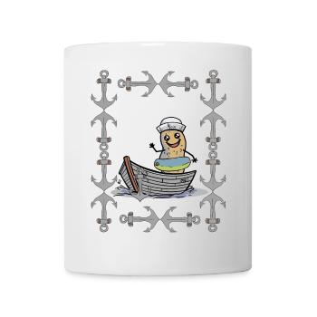 Erdnuss Retro Vintage Anker maritim Matrose Ahoi - Tasse - Weiß - Vorne