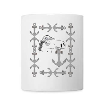 Seahorse Anchor Maritime Sailor Ahoy Horse - Mug - white - Front