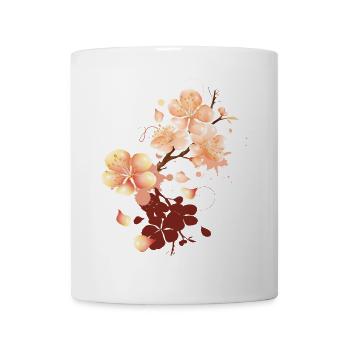 Pfirsichblüten Graffiti im samtigen Pfirsichton - Tasse - Weiß - Vorne