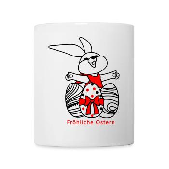 Fröhliche Ostern Osterhase - Tasse - Weiß - Vorne