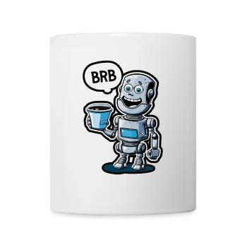 Lustiger Roboter mit Kaffee und Satz BRB - Tasse - Weiß - Vorne