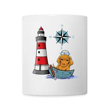 Chien des Maritimes Rose des vents boussole phare marin - Mug blanc - blanc - Devant