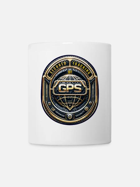 GPS-Tracking Warnaufkleber - Tasse - Weiß