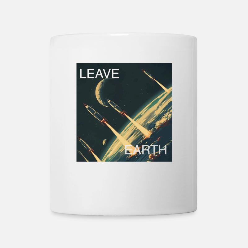Retro Style Plakat Raumfahrt „Leave Earth“ - Tasse - Weiß