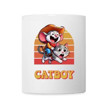 Cowboy Maus reitet auf Katze – Little Big Catboy - Tasse - Weiß - Vorne