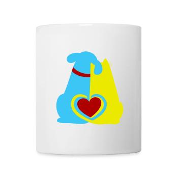 Ami des animaux, bien-être animal, animaux de compagnie, coeur, chien, chat - Mug blanc - blanc - Devant