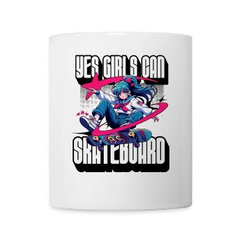 Ja Mädchen können Skateboard Skateboarder Skater Frauen - Tasse - Weiß - Vorne