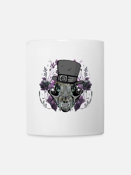 Vintage Retro Schädel Tier Fantasy Totenkopf Dark - Tasse - Weiß