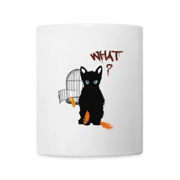 Little black cute kitten and bird - Mug - white - Front