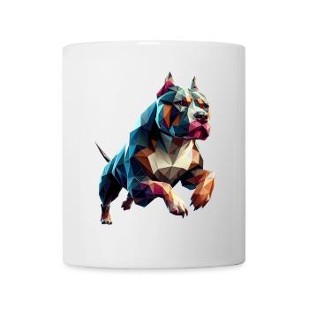 Pitbull Dog Running Origami Geometric 3D - Mug - white - Front