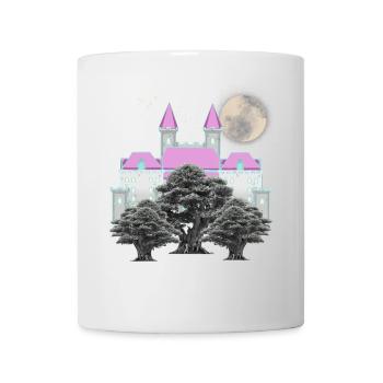 Rétro Vintage château de conte de fées lune forêt château - Mug blanc - blanc - Devant