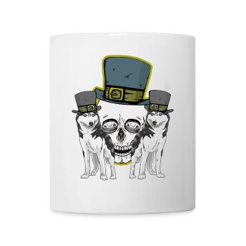 Crâne Crâne Husky Chiens Loup Halloween - Mug blanc - blanc - Devant