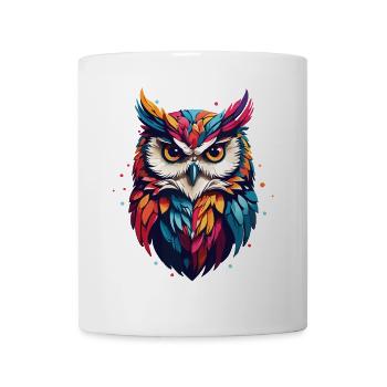 Bunte grafisch Eule für Eulenfans und Vogelfreunde - Tasse - Weiß - Vorne