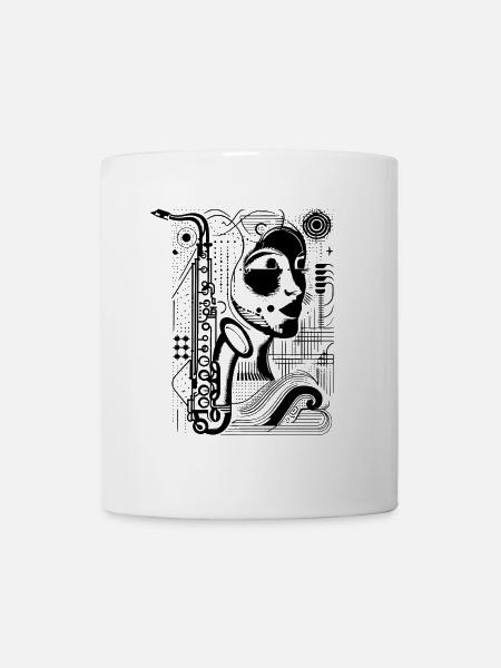 Weiblicher Saxophonist Grafik - Tasse - Weiß