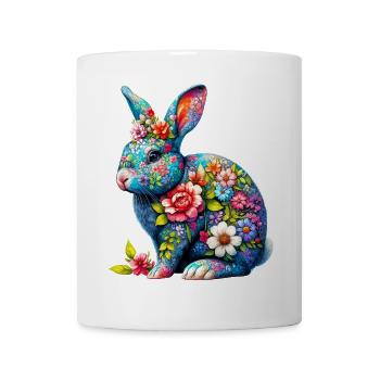 Lapin décoré de fleurs - Mug blanc - blanc - Devant