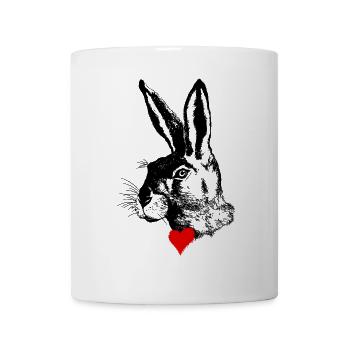 Stilvolles Hasen-Design – Osterhase Feldhase - Tasse - Weiß - Vorne