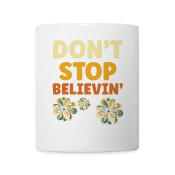 Blütenmuster mit Positiv-Slogan - Tasse - Weiß - Vorne