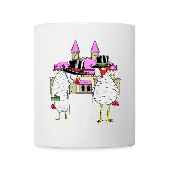 Schloss Huhn Hühner königlich Federvieh Burg - Tasse - Weiß - Vorne