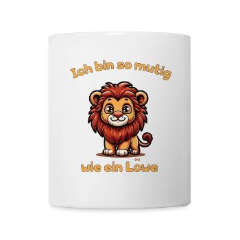 Mutig wie ein Löwe | Kindershirt - Tasse - Weiß - Vorne