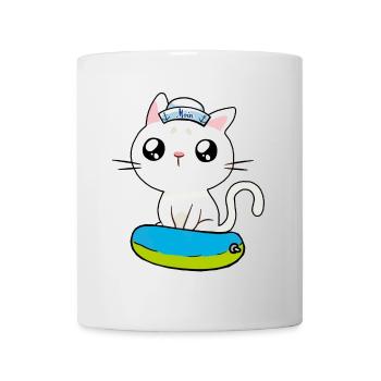Maritim Katze Seenot Matrose Ahoi Schwimmring - Tasse - Weiß - Vorne
