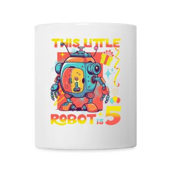 Enfants Anniversaire Robot Âge Cinq 5ème Anniversaire Robotique - Mug blanc - blanc - Devant