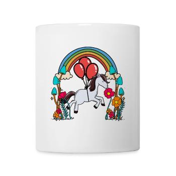 Regenbogen Pony Luftballons Geburtstag Geschenk - Tasse - Weiß - Vorne