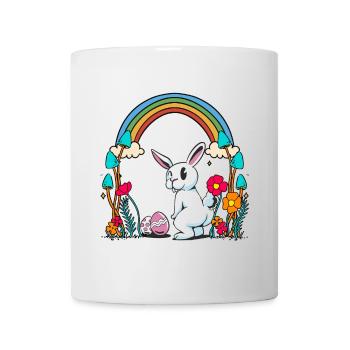 Osterhase Ostereier Regenbogen Kind Kinder Hase - Tasse - Weiß - Vorne