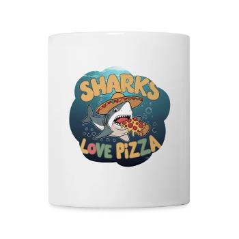 Requin avec pizza et sombrero - Mug blanc - blanc - Devant