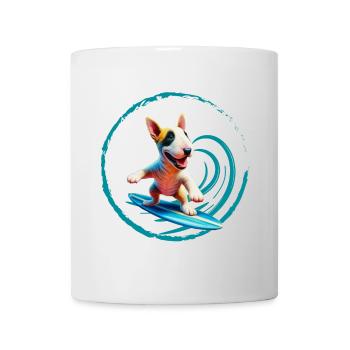 Bull Terrier Surfing - Mug - white - Front