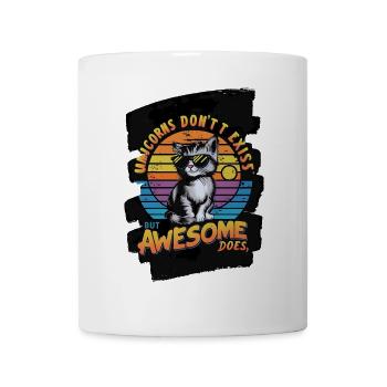 chat cool avec lunettes de soleil et fond arc-en-ciel - Mug blanc - blanc - Devant
