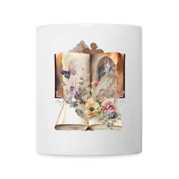 Vintage Book Books Nostalgic Flowers - Mug - white - Front