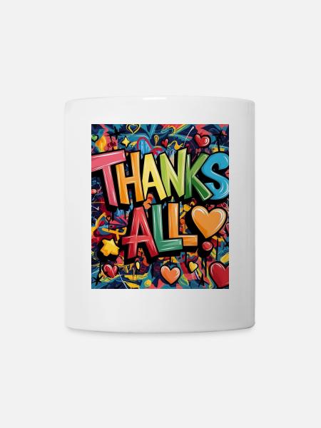 Cheerful graffiti-style thank you illustration - Mug - white