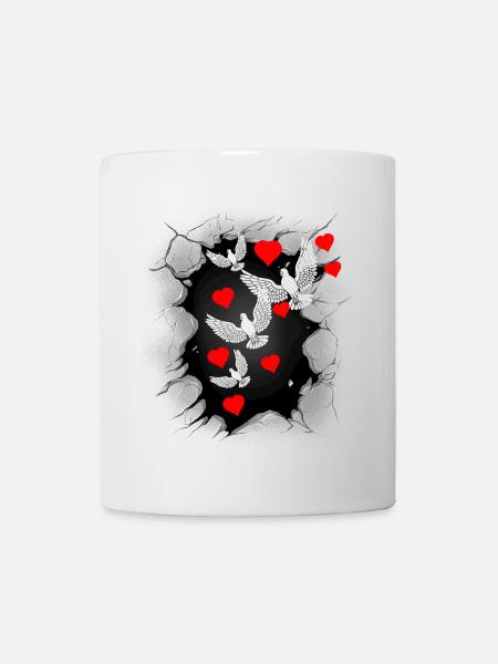 Colombe de la Paix Cœur Paix Paix Mondiale Paix - Mug blanc - blanc