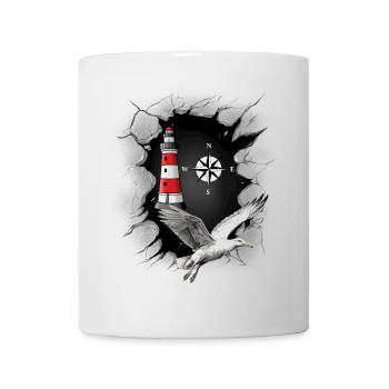 Seagull Lighthouse Compass Maritime Ahoy - Mug - white - Front