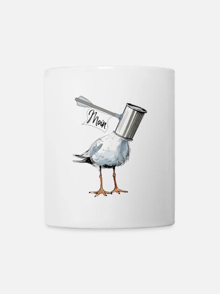 Möwe Moin lustiges Motiv Hamburg Bremen Dialekt - Tasse - Weiß