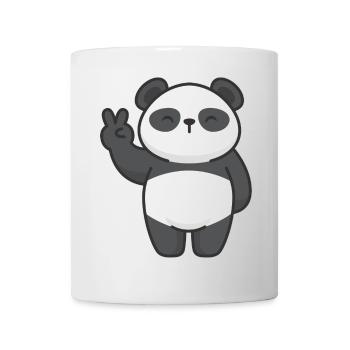 Motiv Panda mit Friedenszeichen Comic - Tasse - Weiß - Vorne
